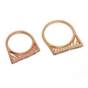 T&J Designs Jewelry - Rose Gold Pave Bar Ring T&J Designs Jewelry - Rose Gold Pave Bar Ring